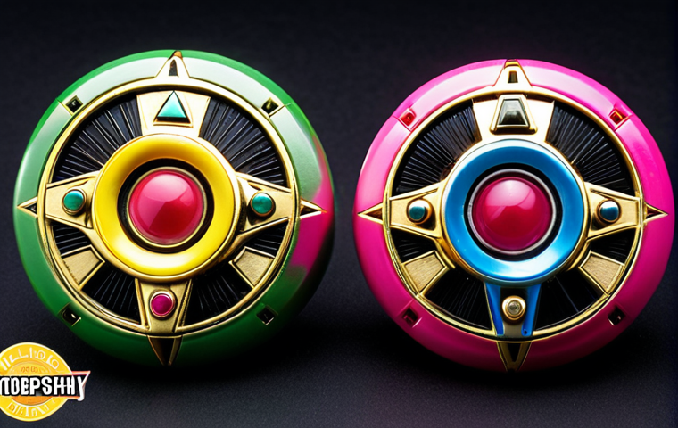 **
A close-up shot showcasing a *Mighty Morphin Power Rangers Legacy Morpher*. Focus on the metallic details, vibrant colors (especially the green, pink, blue, yellow, and black), and the overall classic design. Emphasize the sense of nostalgia and power. Ideal for capturing the essence of the original series for fans. Consider adding dust motes or slight wear to subtly hint at age and treasured ownership.
**