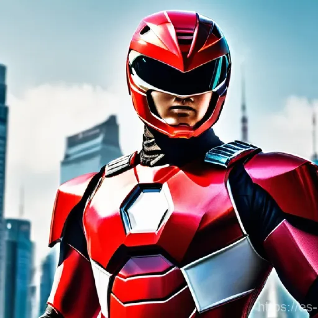 파워레인저 최초 시리즈 방영일 - **Prompt:** A highly detailed and vibrantly colored image of the Mighty Morphin Red Ranger in a powe...