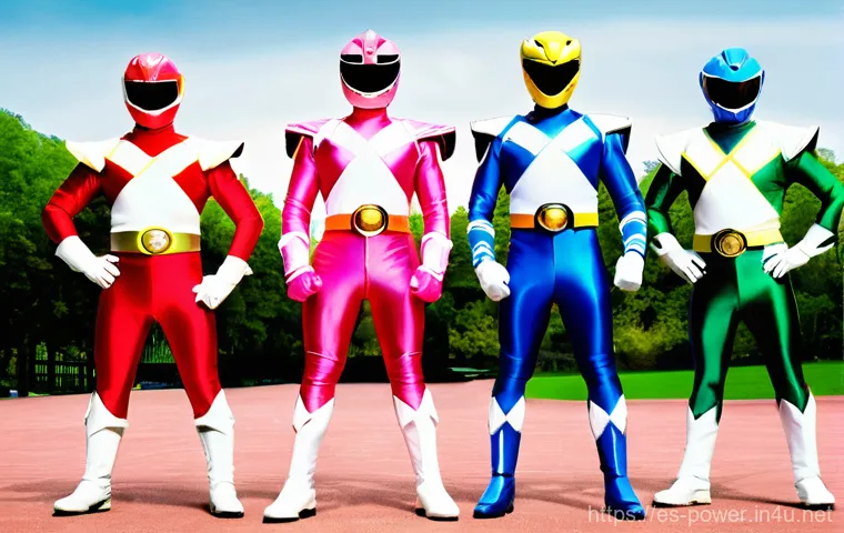 파워레인저 최초 시리즈 방영일 - **Prompt:** A highly detailed and vibrantly colored image of the Mighty Morphin Red Ranger in a powe...