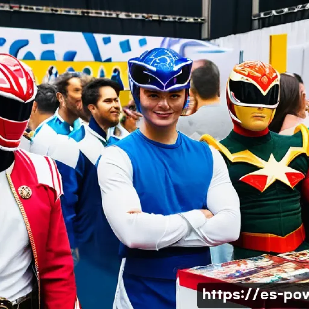 파워레인저 국내 팬덤 규모 - A lively Power Rangers fan convention in Madrid, Spain, featuring a diverse crowd of all ages includ...
