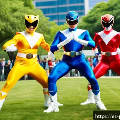 Home 30 파워레인저 시대별 유행 - A dynamic scene featuring a group of Power Rangers in their 1990s style costumes, showcasing vibrant...